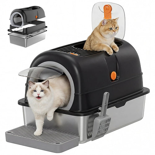 Odor-Trapping Double-Entry Litter Box — No More Tracking or Smell