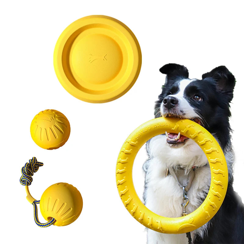 Dog Toys 4 Pack Flying Disc + Ball + Tug Rope for Puppy&Adult Dogs