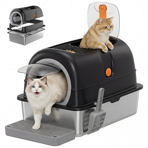 Odor-Trapping Double-Entry Litter Box — No More Tracking or Smell