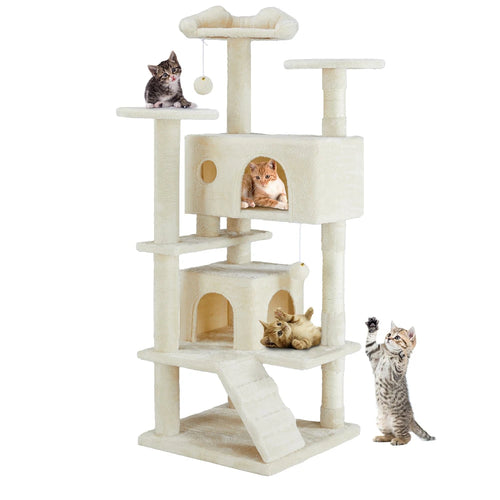 Multi-Level Cat Treehouse — Stops Furniture Scratching & Curtain Climbing